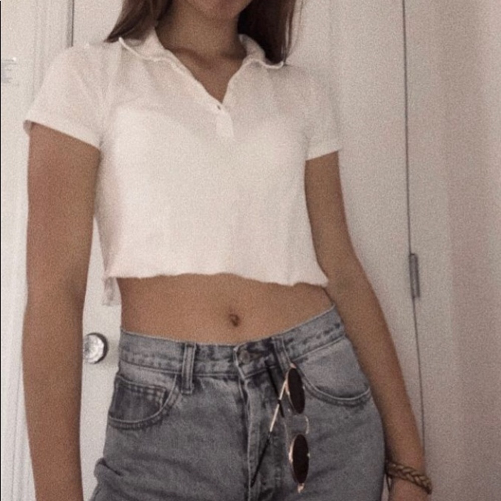 white collared crop top